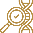DNA analysis icon with magnifying glass