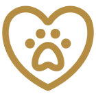 Gold paw print inside heart